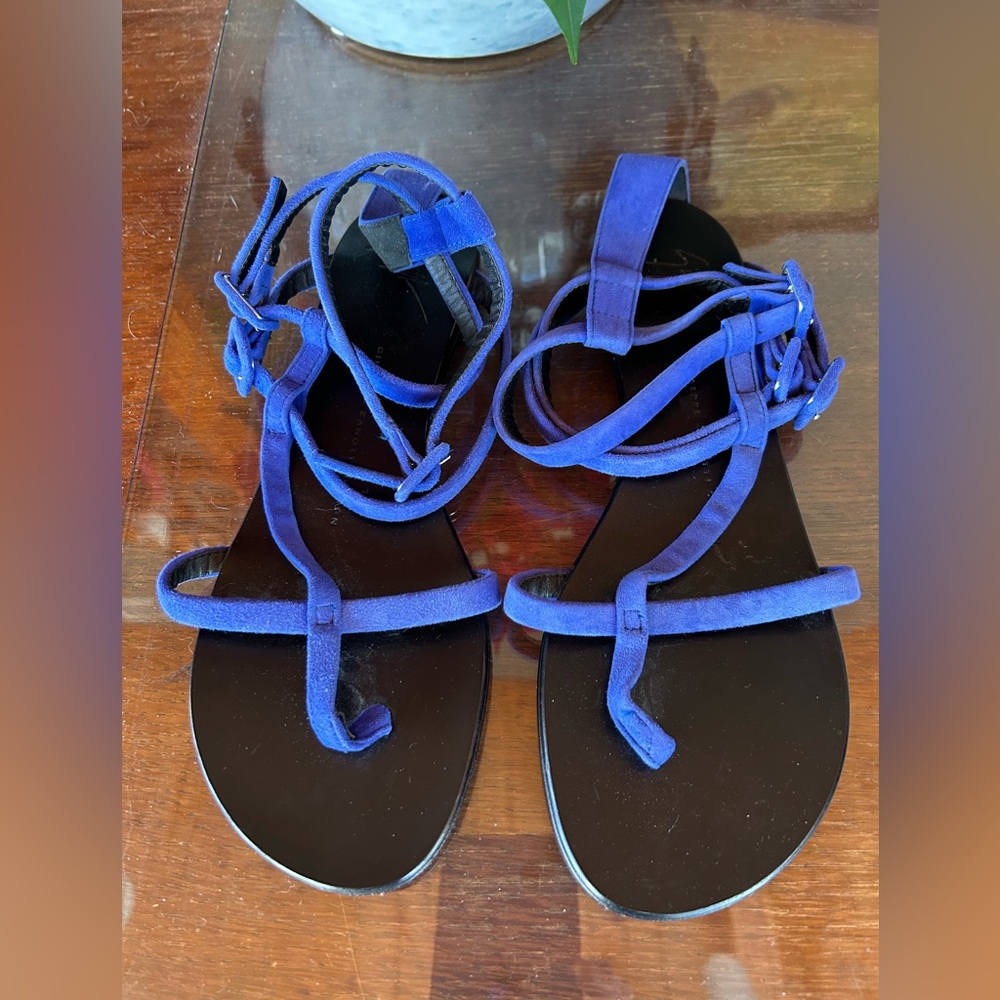 Giuseppe  Zanotti  Blue Suede Flats. EU 39.5